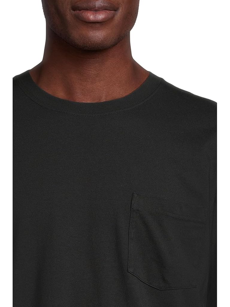 Black L.L.Bean Carefree Unshrinkable Tee With Pocket Traditional Fit Long-sleeve