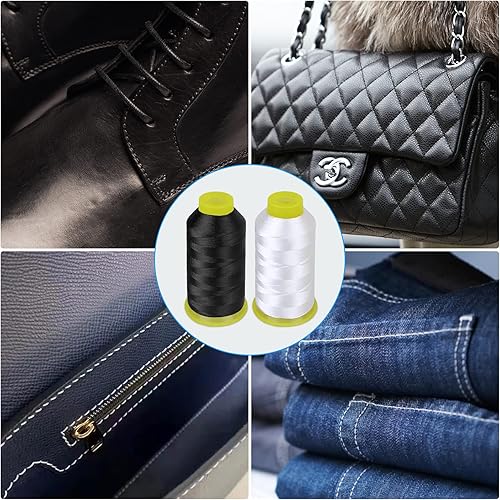 Miniatura 6 de 2 rollos de hilo de poliéster, hilo resistente, 1500 yardascarrete 210D3 hilos de nailon para coser, hilo de coser para tapicería, mercado al aire