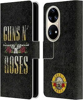 Head Case Designs Oficjalnie Licencjonowany Guns N' Roses Pistolet z logo tekstowym Sztuka kluczowa Skórzany Portfel Etui Kompatybilny z Huawei P50 Pro