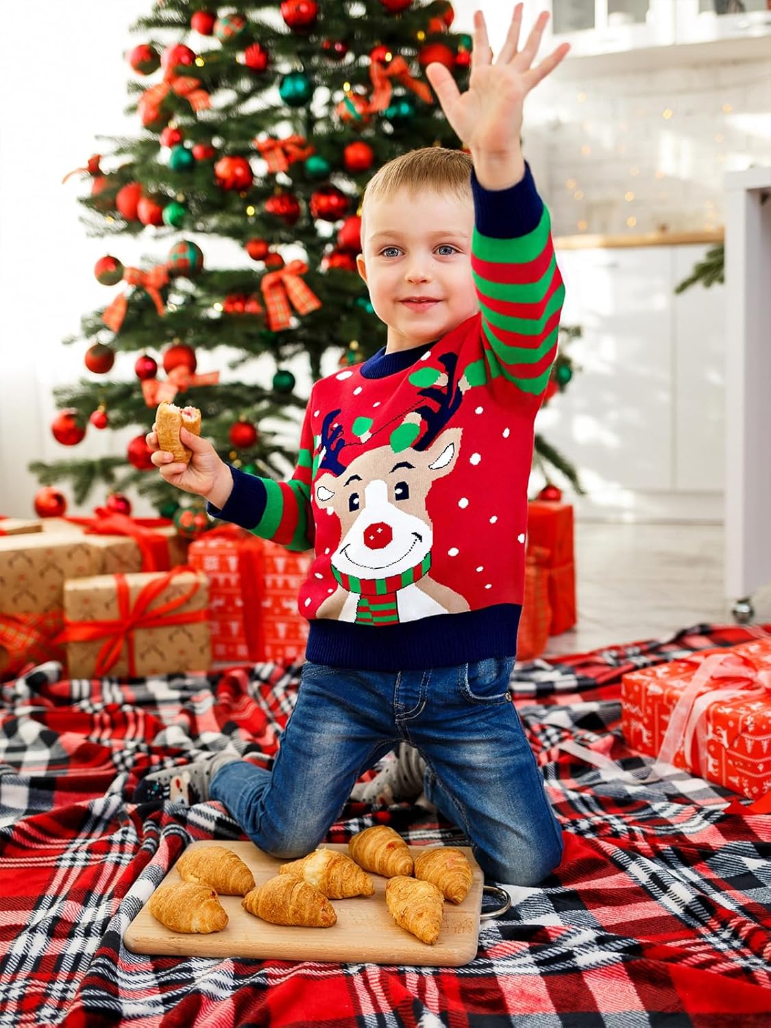 Toddler Ugly Christmas Sweater Boy Girl Funny Xmas Sweatshirt Kids Reindeer Santa Knit Pullover Holiday Tops 3-7 Years - Image 2