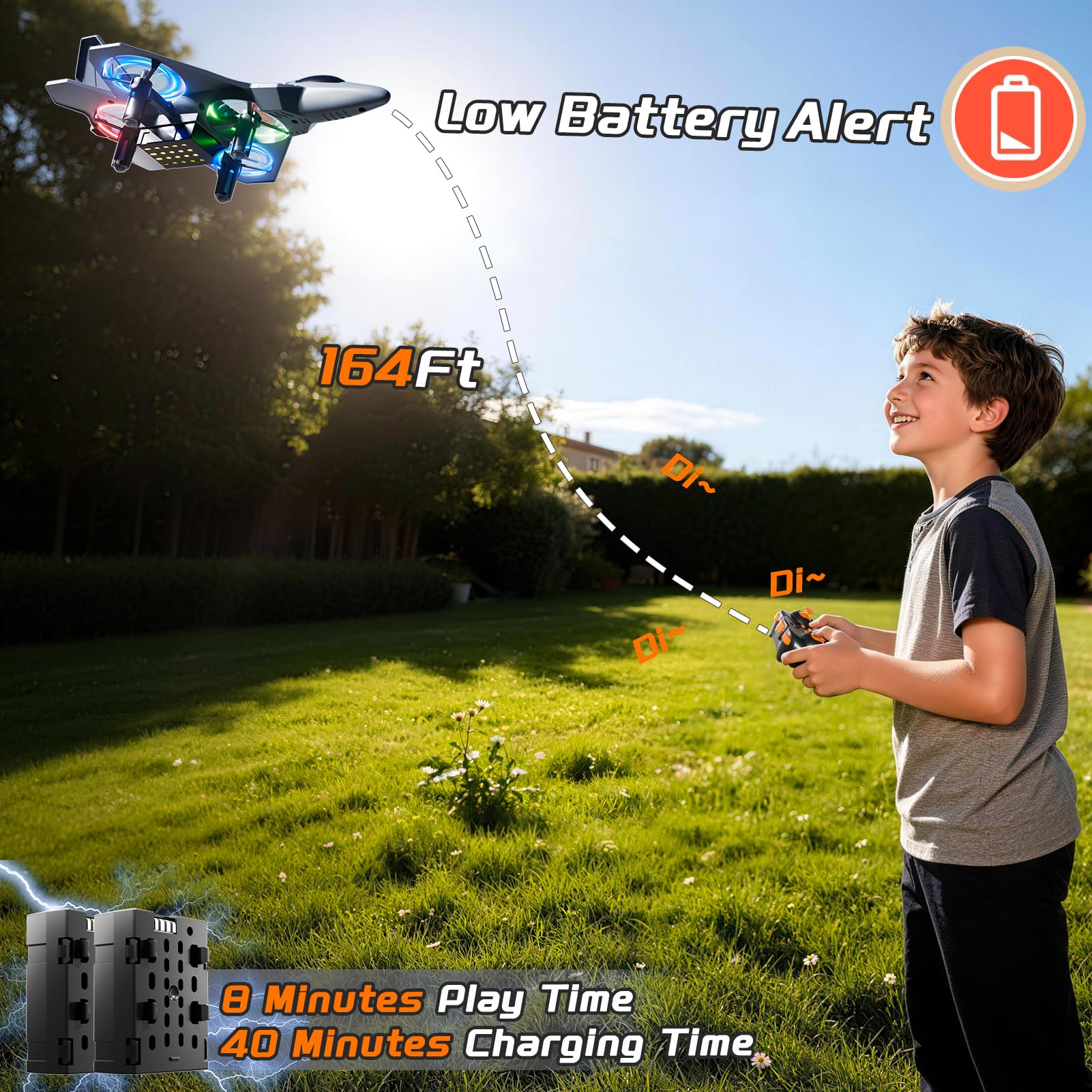 KukuFun Drone RC Avión 2.4GHz Stunt Outdoor Flying Toy para niños de 8 a 12
