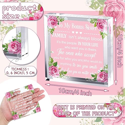 Miniatura 3 de My Bonus Sister Gifts - Regalo para hermana, recuerdo de corazón y pisapapeles de parte de hermana hermano, acrílico transparente, regalo para