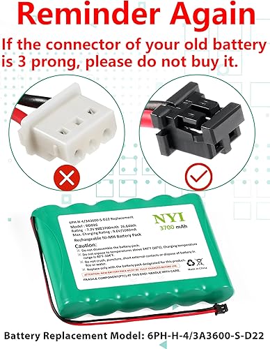 Miniatura 6 de NYI Batería de repuesto mejorada con herramienta para ADT SCW9057 SCW9055 y sistema de alarma DSC, 6PH-H-4/3A3600-S-D22 3700mAh 7.2V recargable