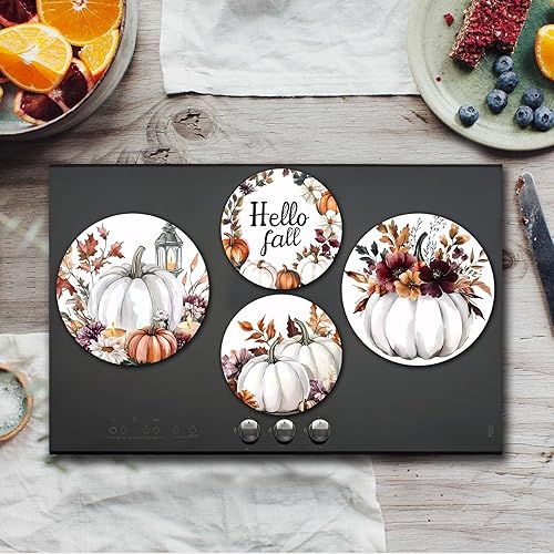 Miniatura 31 de Juego de 4 fundas redondas familiares para quemadores de estufas, 2 piezas de 8 pulgadas y 2 piezas de 10 pulgadas, fundas para quemadores de estufa