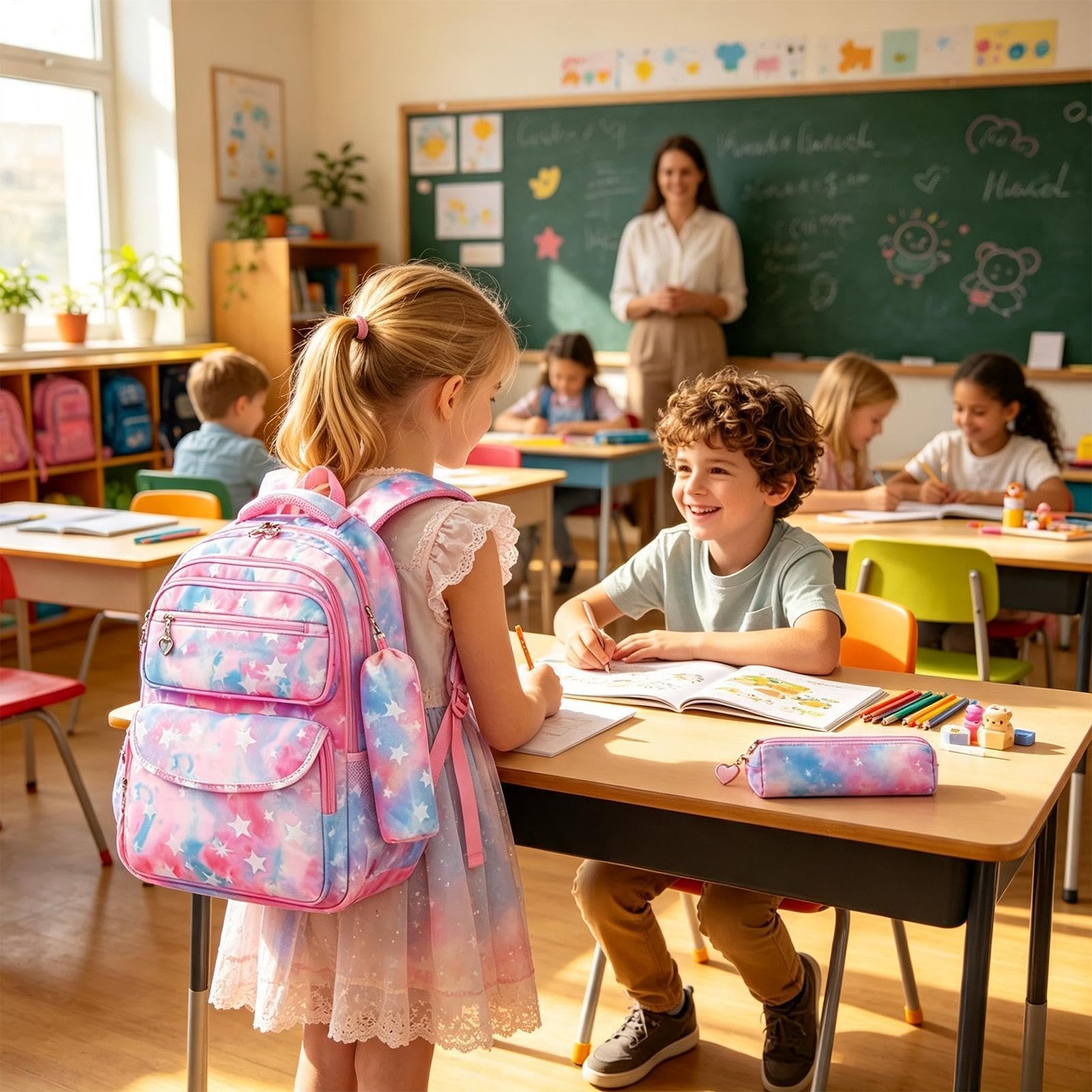 Zaino per la Scuola da Bambine Zaino Tote Grande Impermeabile Ed Ergonomico | Zaino bambini come Portapranzo, Valigia, Tote, adatto a Medie, Elementari e Asilo