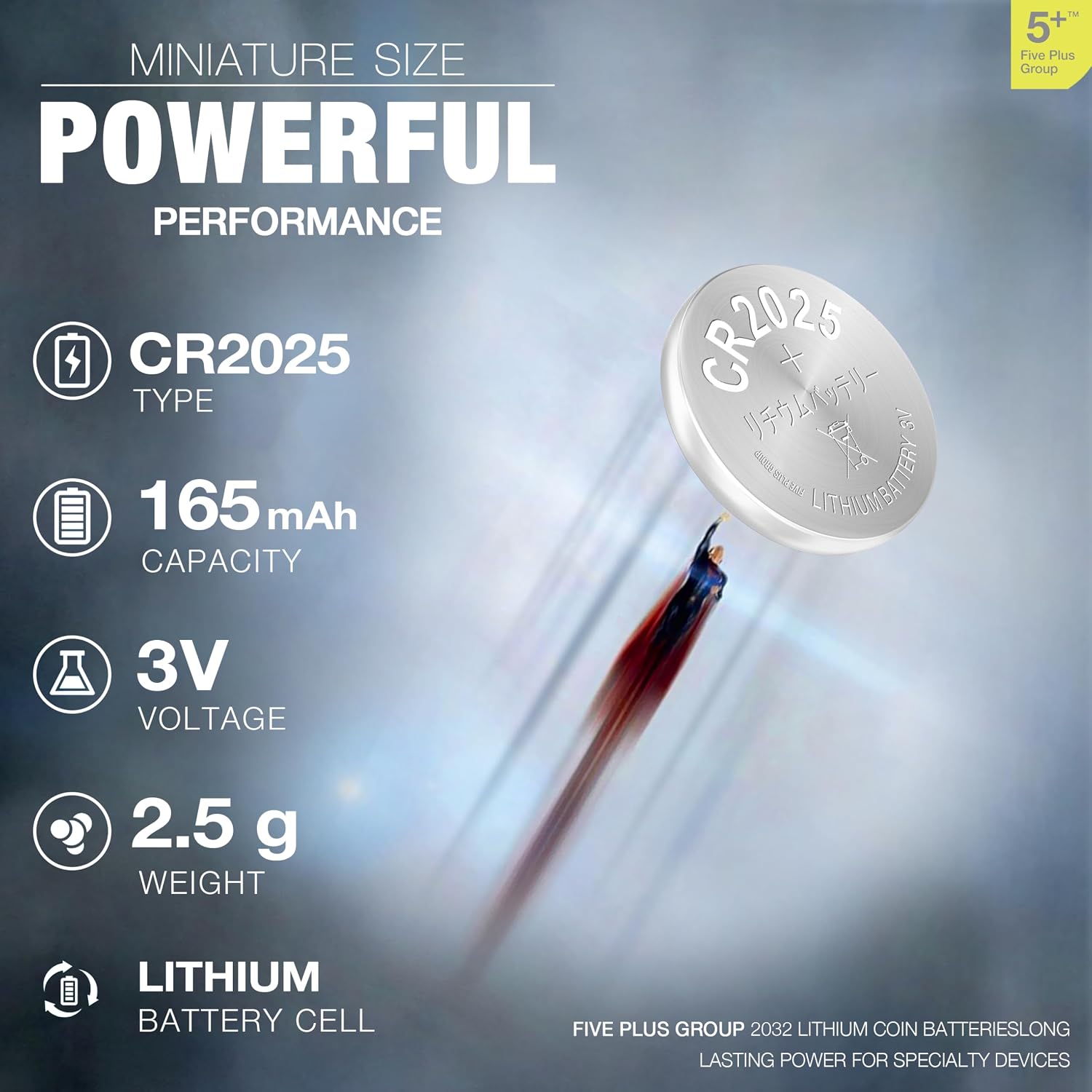 5Plus Group CR2025 3V Lithium Battery CR 2025 Coin Cell Button (5PCS) - Analyse des détails et conception