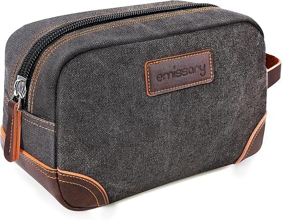 emissary Toiletry Bag for Men, Canvas Travel Toiletry Bag Men's Dopp Kit, Water-resistant Bathroom Bag Mens Shaving Kit, Travel Kit Small Bags, Shaving Bag, Toiletry Bags