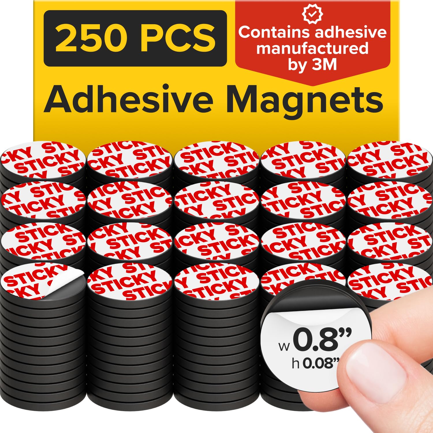 Sticky Flexible Adhesive Magnets for Crafts, 0.8"x0.08" (20x2mm), 250 pcs