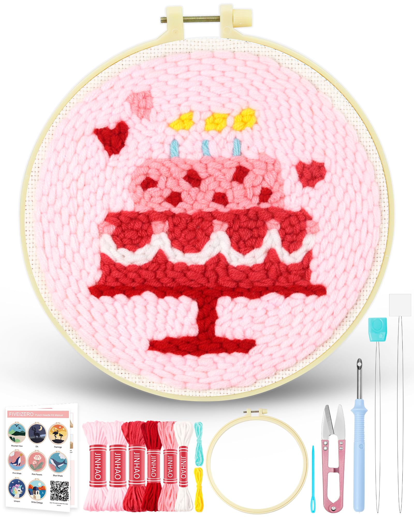 Punch Needle Kit for Beginners - Birthday Cake Patterns -1 Punch Needle Kit for Beginners - Birthday Cake Patterns -1