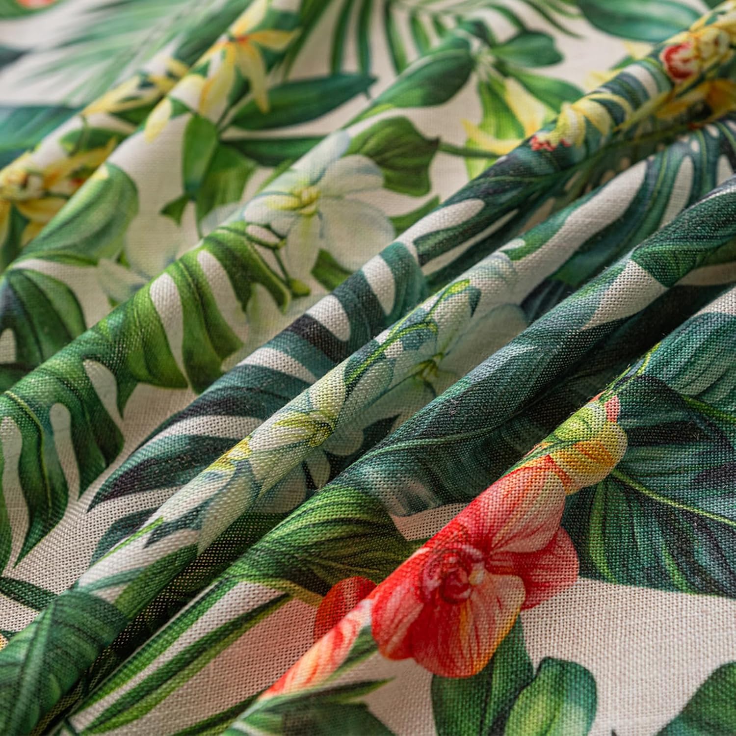 Deeprove Boho Curtains 2 Panels for Bedroom Living Room 84 inches Long Bohemian Light-Filtering Linen Look Leaf Floral Print Farmhouse Aesthetics Privacy Vintage Chic Window Decor 52W x 84L