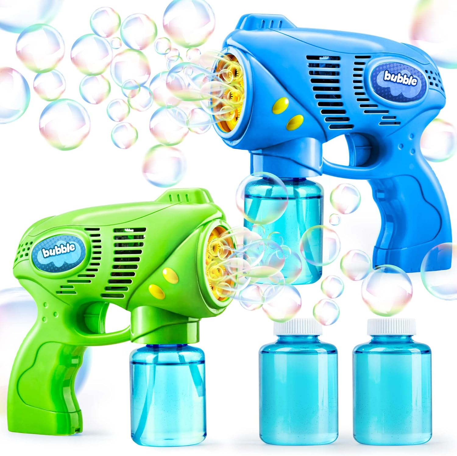 JOYIN 2 Kids Bubble Gun with 2 Bottles Refill Solution