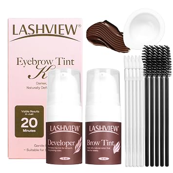 LASHVIEW Brow Color Kit with Natural Effects Long Lasting Lasts 4 Weeks Easy to Use for Salon & Home UseBrown