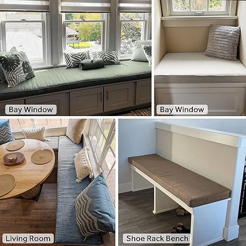 Miniatura 6 de Cojín de banco de tamaño personalizado para muebles de interiorexterior, asiento de ventana, sofá, columpio, jardín, cocina, tapicería engrosada con