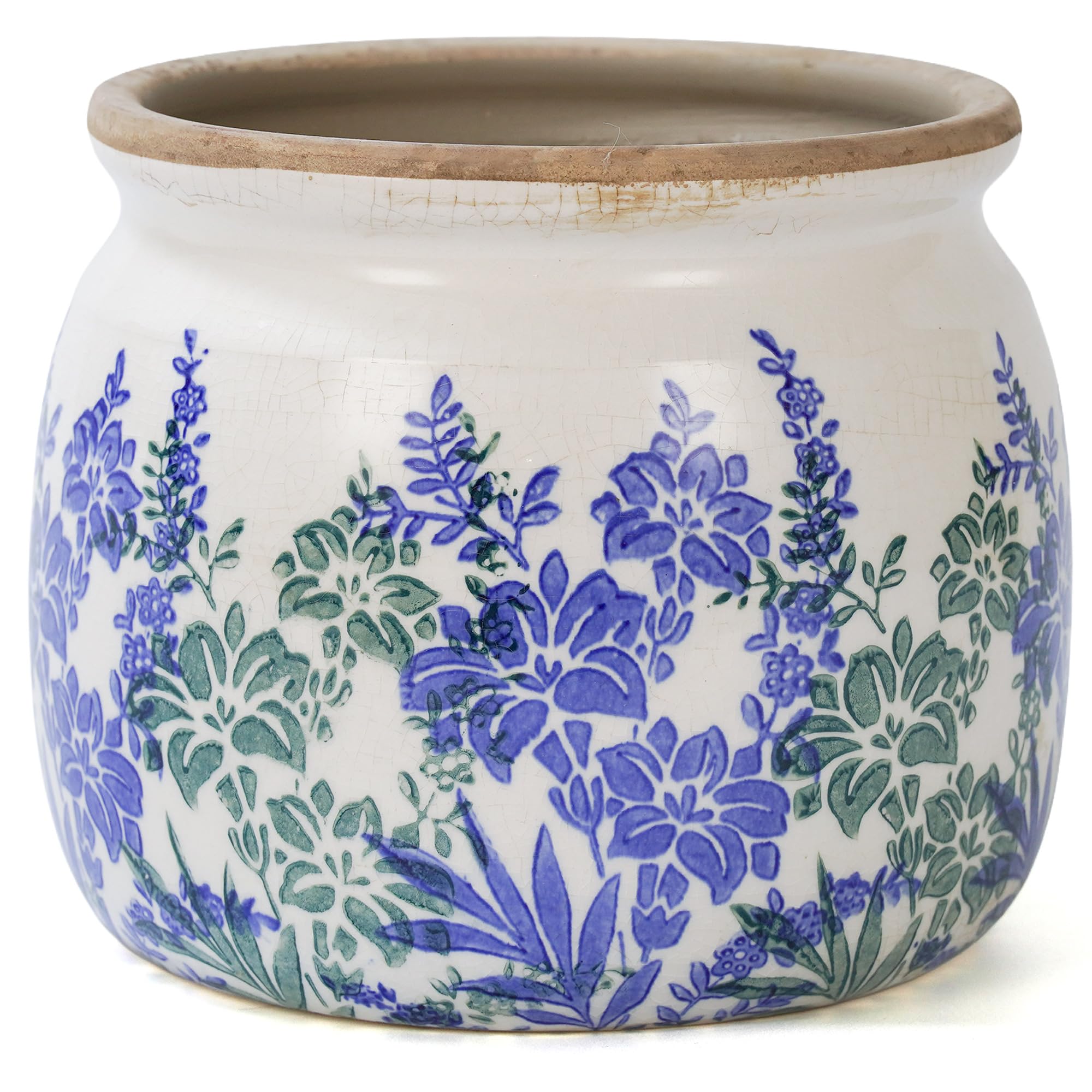 Dosayes Ceramiczna doniczka w stylu vintage z otworami drenażowymi, rustykalne doniczki do wewnątrz i na zewnątrz, dekoracja toskańska, dom, salon, dekoracja ogrodu, prezent ogrodniczy (art deco)