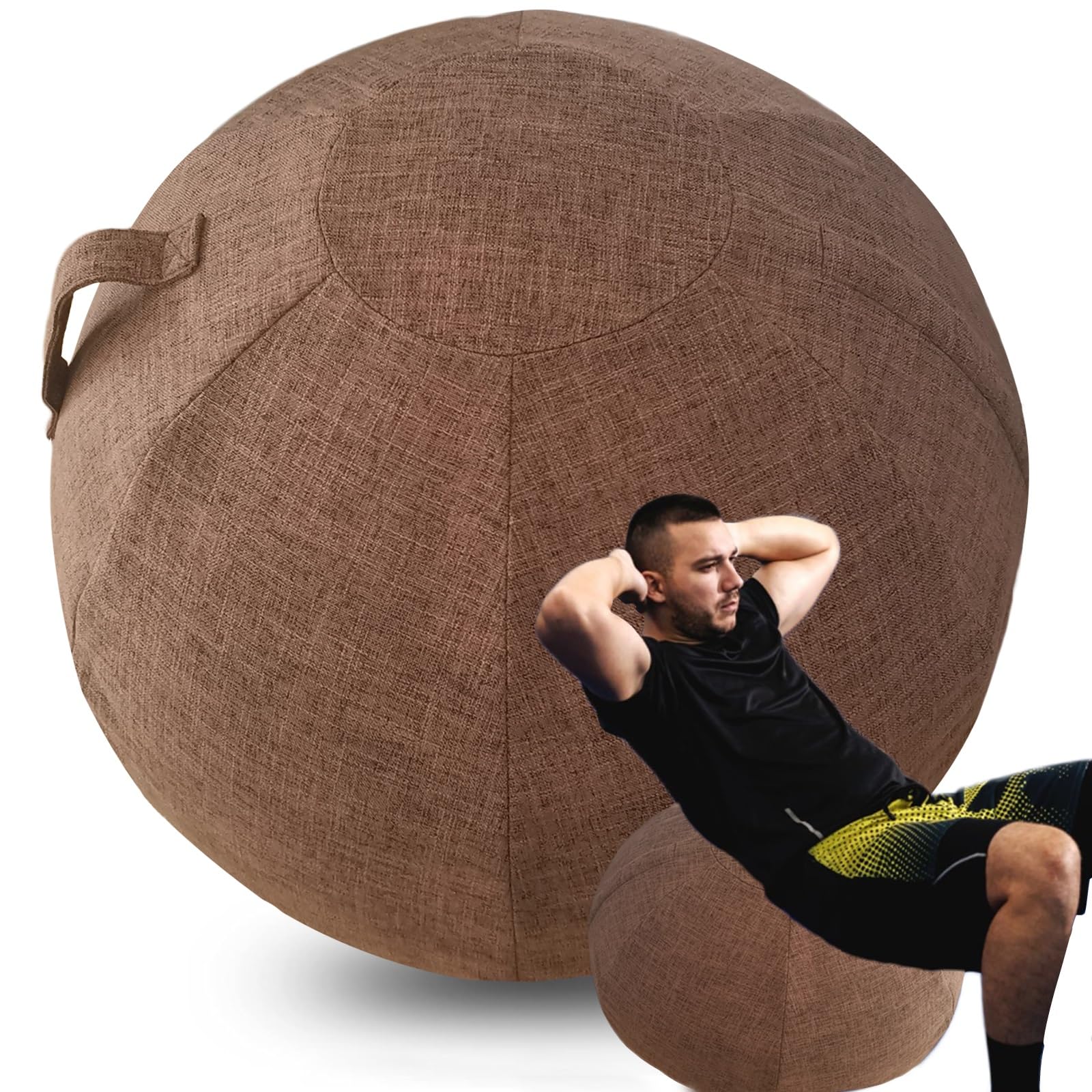 WTZHHK Exercise Ball Chairs Cover Applicable to Pilates Ball Yoga Ball Chair Birthing Ball Pregnancy Stylish, Durable, and Comfortable【No balls included】 (Color : Brown, Size : 75CM)