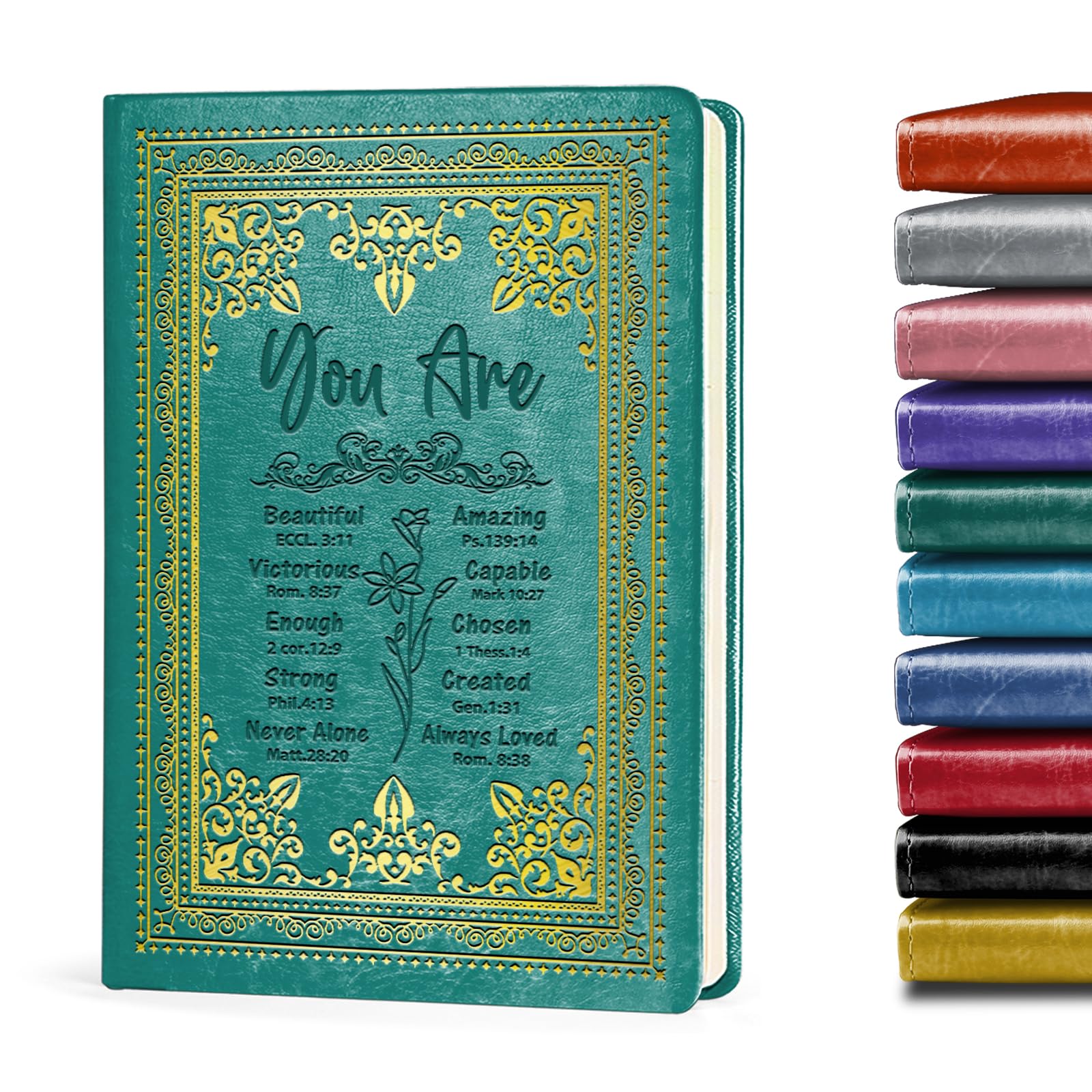 Green A5 Lined Leather Journal Notebook,Inspirational Christian Gifts Hardcover Executive Notebooks for Men Women,200 Pages 100 Gsm Thick Ruled Paper