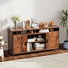 ELUCHANG Sideboard Kitchen Cabinet Storage Cabinet with 2 Doors and 3 Adjustable Shelves for Living Room Kitchen Dining Room 140 x 40 x 71 cm Country Style Vintage Brown Black