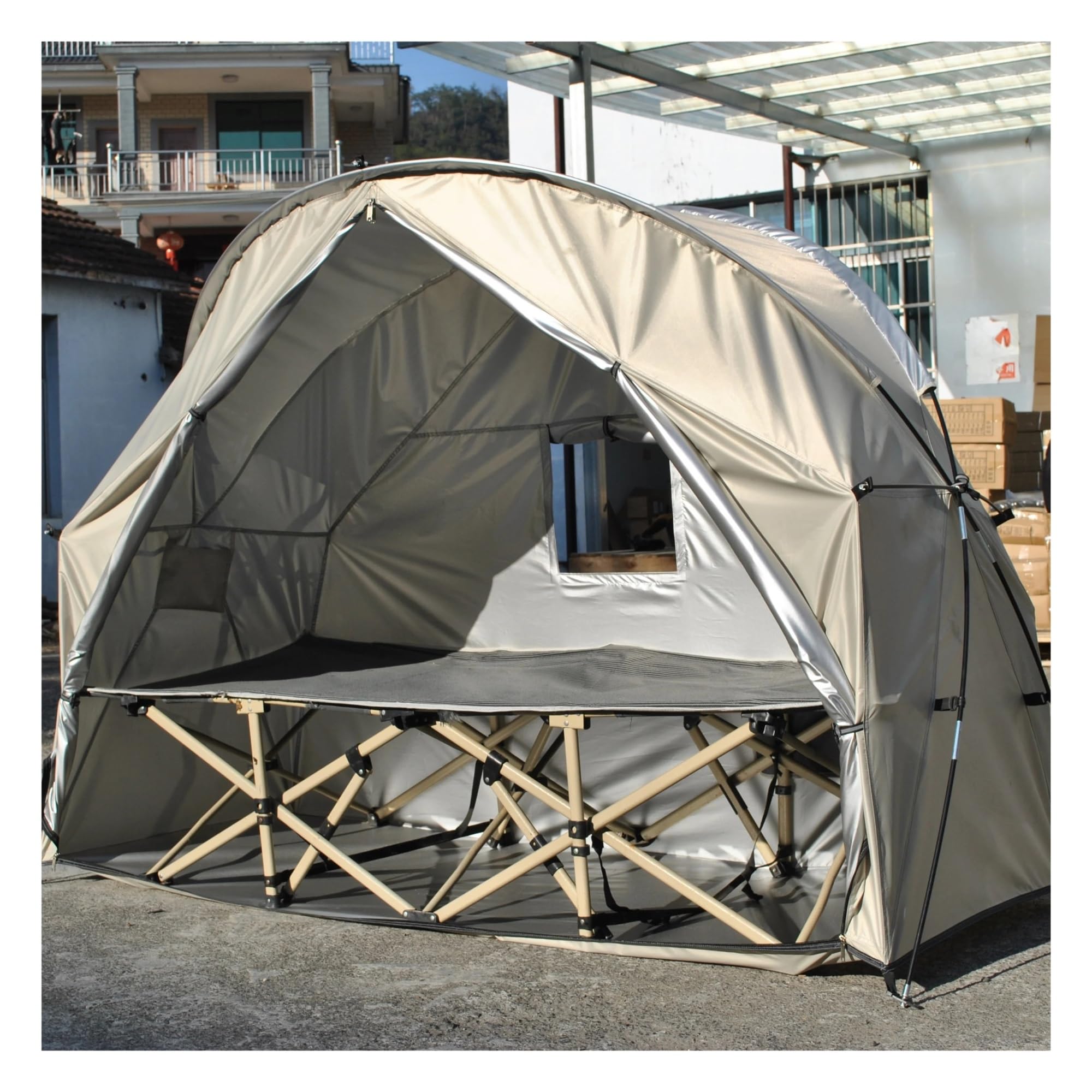biwakzelt 2-Personen-Zelte für Camping, wasserdicht, einfach aufzubauendes Zelt, perfekte Picknicks, Angeln und Campingbett Nicht im Lieferumfang enthalten Eisfischerzelt(White) Sport & Freizeit