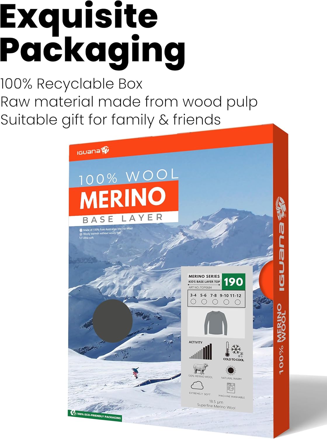 Iguana Unisex Kids 100% Merino Wool Base Layer Top Thermal Underwear Shirt for Girls and Boys - Image 6