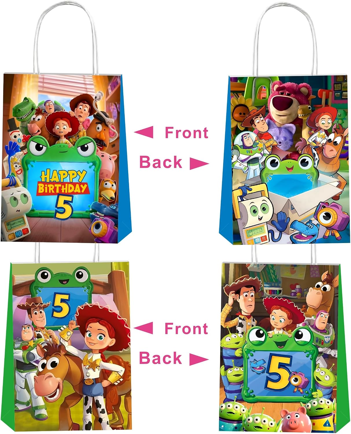 EKIH 12pcs Cartoon For Toy Inspired Story2026 Party Gift Bags with Handles,Cartoon Birthday Party Supplies for Party Decorations. image 3