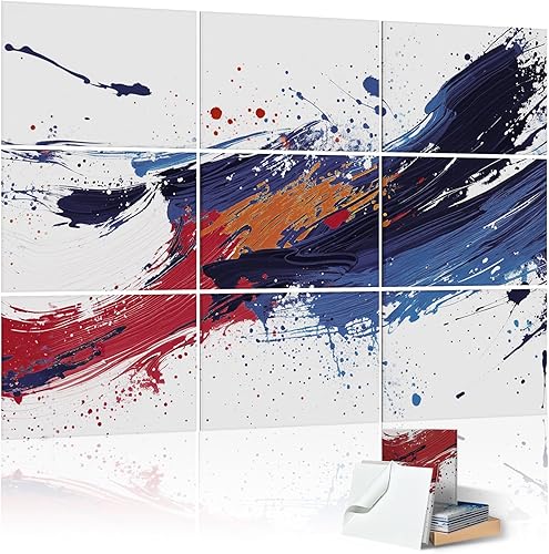 Miniatura 14 de Paquete de 9 paneles acústicos de arte para pared, paneles absorbentes de sonido de 48 x 36 pulgadas, paneles decorativos de amortiguación de