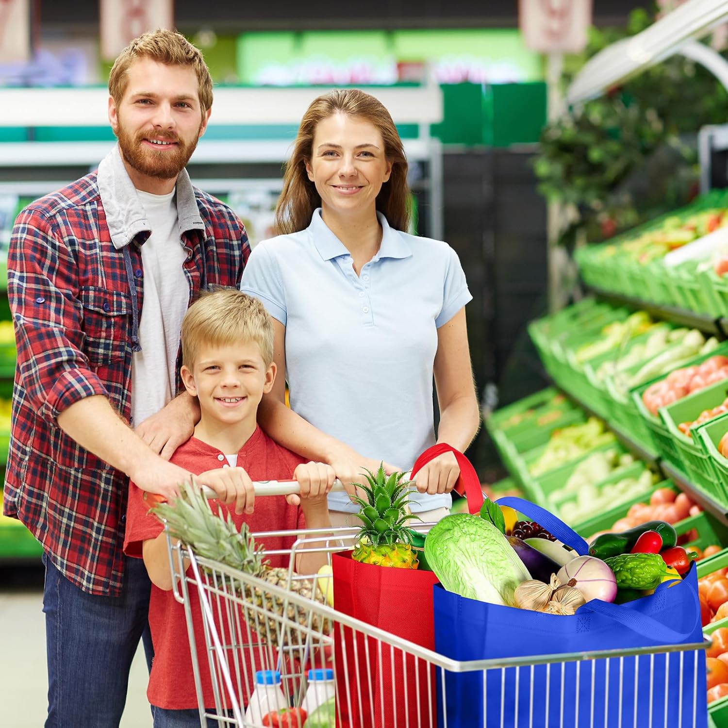 Silkfly 200 Pieces Non Woven Tote Bag Bulk Large Reusable Shopping Bag Gift Grocery Bags with Handles Fabric Blank Tote Bag