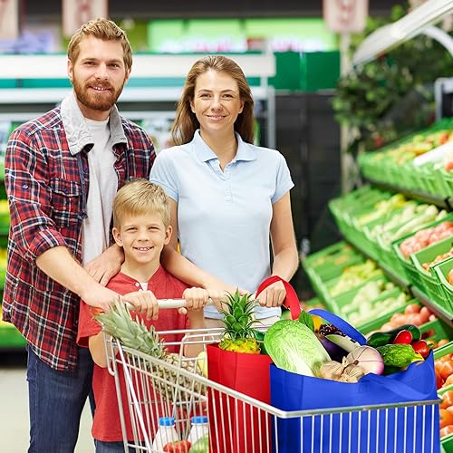 Miniatura 6 de Silkfly 200 piezas no tejidas bolsa de compras grande reutilizable bolsa de compras regalo bolsas de comestibles con asas bolsa de tela en blanco