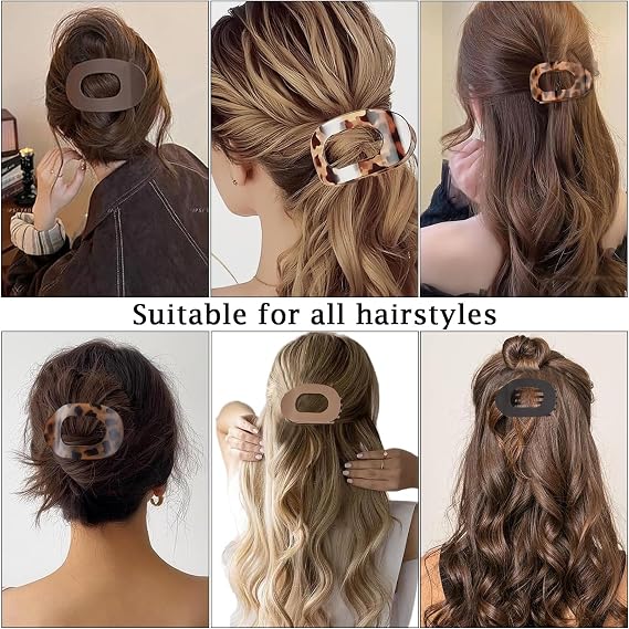 6 PCS Leopard Matte Curved Hair Claw Clips for Women(Solid color)