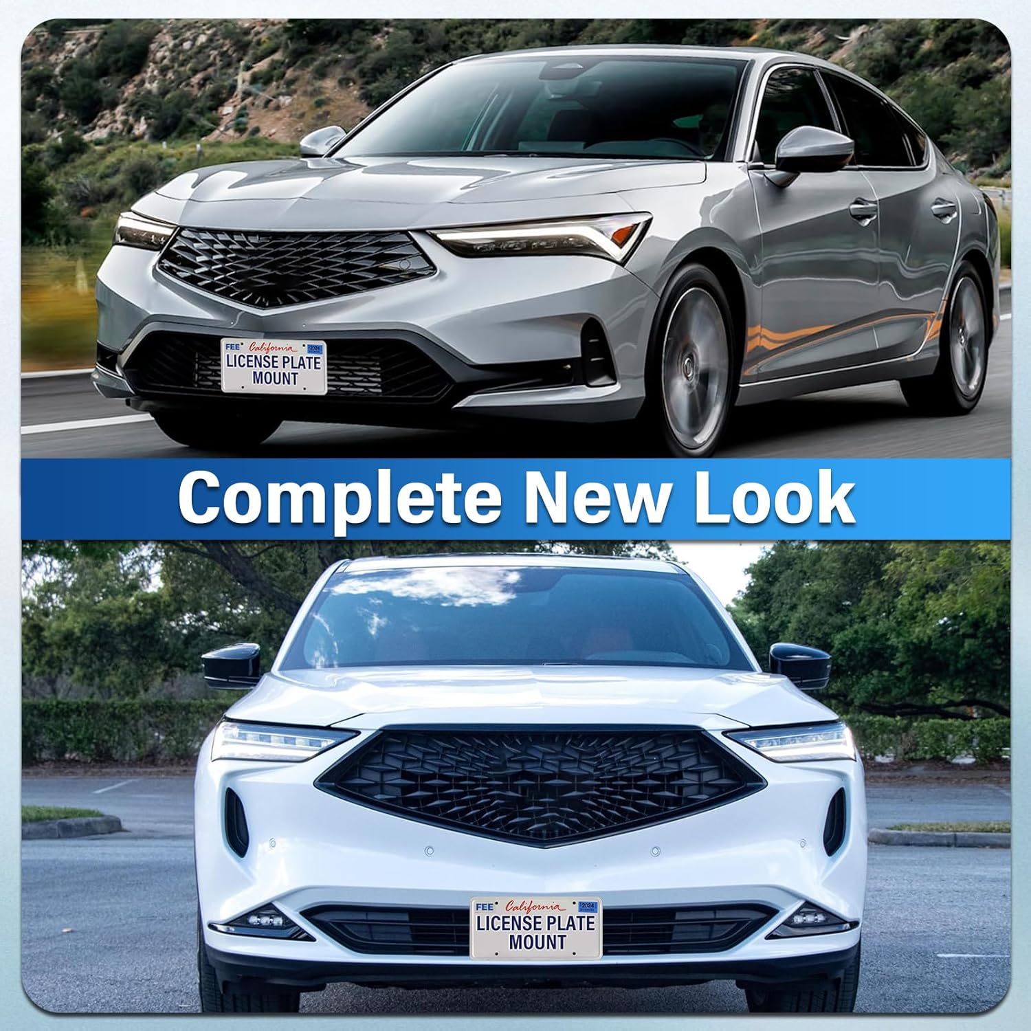 Heavy Duty Front License Plate Frame Compatible with Acura MDX 2022-2024 4th gen, ZDX 2010-2024, No Drill Grille Mount, Anti-Theft License Plate Holders Bracket, Rust-Proof, Car Accessories