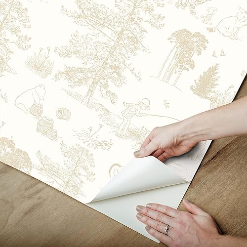 Miniatura 4 de Papel tapiz de Disney Winnie The Pooh Toile beige para despegar y pegar de RoomMates, RMK12622RL