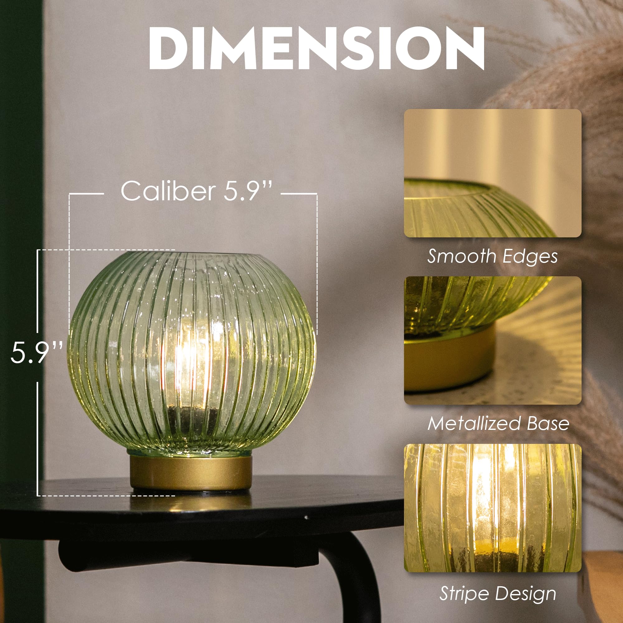 ULAROOM Batteriebetriebene Lampe, schnurlose Tischlampen mit austauschbarer LED-Glühbirne für Raumdekoration, tragbare kleine Nachttischlampe für Zuhause, dekorative Ecke, Schlafzimmer, Kugel-Design