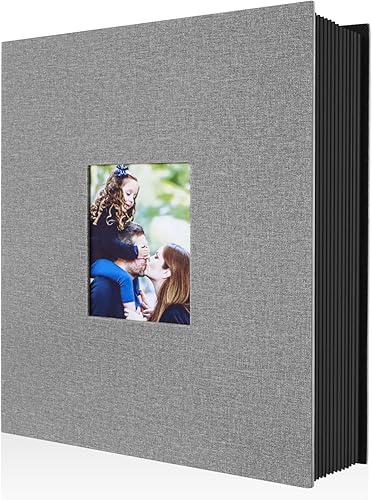 Ywlake Álbum de fotos de 4 x 6 pulgadas, 400 bolsillos, álbumes de fotos de lino con capacidad para 400 imágenes verticales, solo color gris