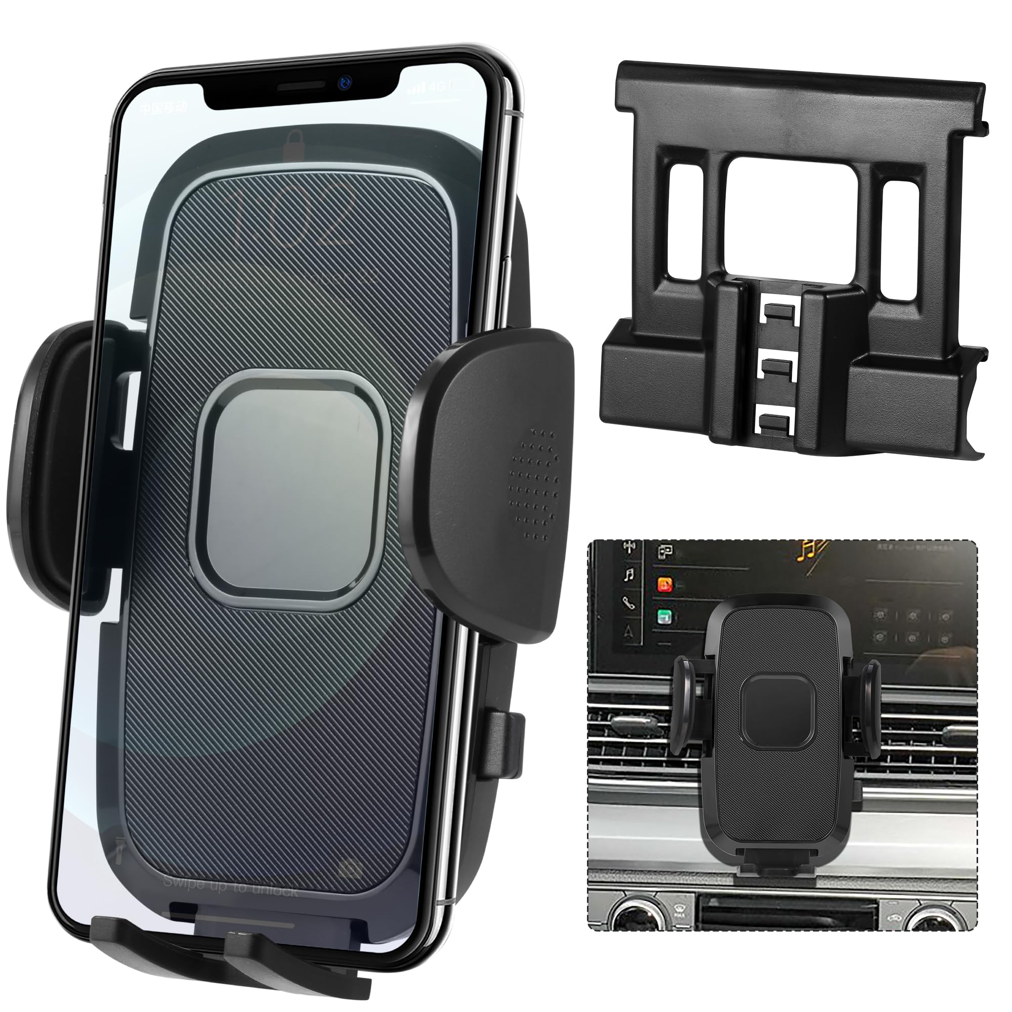 szyuchen Car Cell Phone Holder Mount for Audi Q5 SQ5 2024 2023 2022-2018 Accessories, Dashboard & Air Vent Bracket with Custom Base Compatible for 4.0"-7.0" Cell Phones