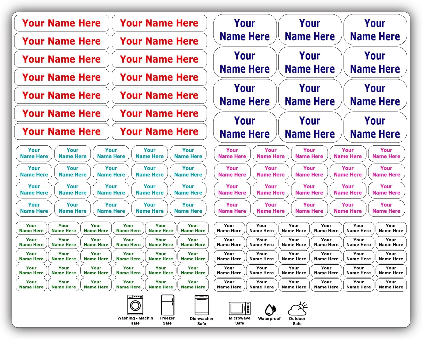 126 Personalized Waterproof Name Labels. Press and Stick Multi use Custom Name Labels. Highly Durable Customized Name Stickers with Permanent Self Adhesive. Great for School, Daycare or Camp