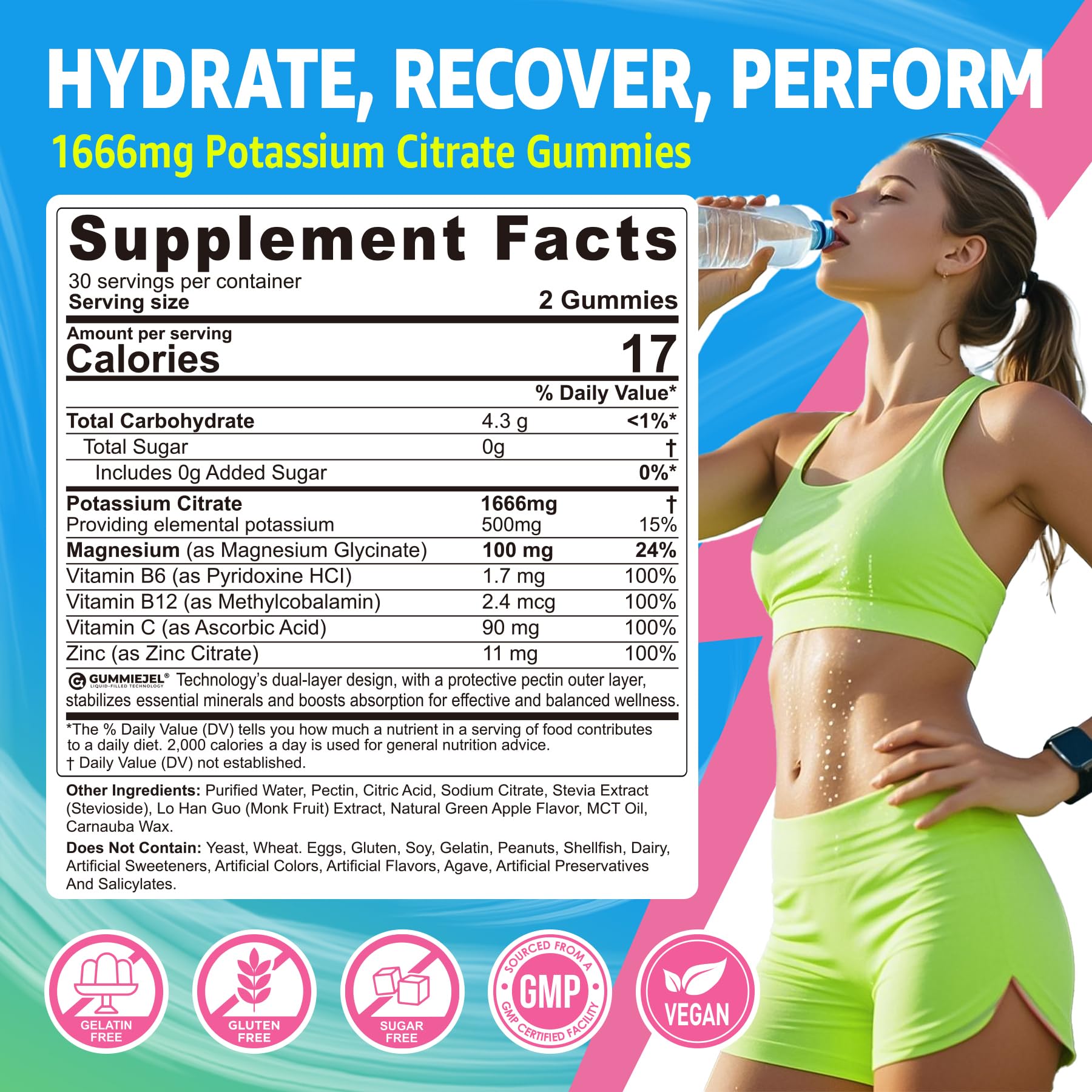 Potassium Citrate 1666mg Gummies Magnesium Zinc for Women Men, 60Ct — Amazon image 3