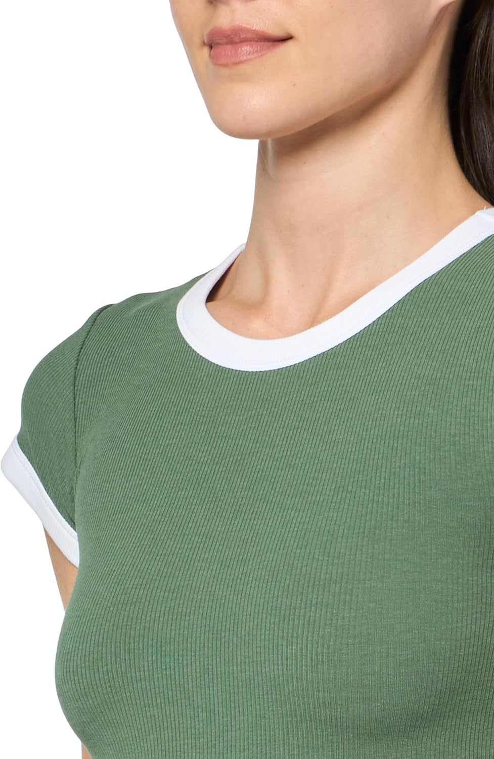 Florence by Mills Womens Sunburst Ribbed Short Sleeve Crew Tee - Image 3