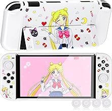 Dockable Protective Case Compatible with Switch OLED 2021, Hard Shell Case Cover for Switch OLED 7 Inch and Joy-Con Controllers with 4 Thumb Grips,Switch OLED Carrying Case （Sailor Moon）