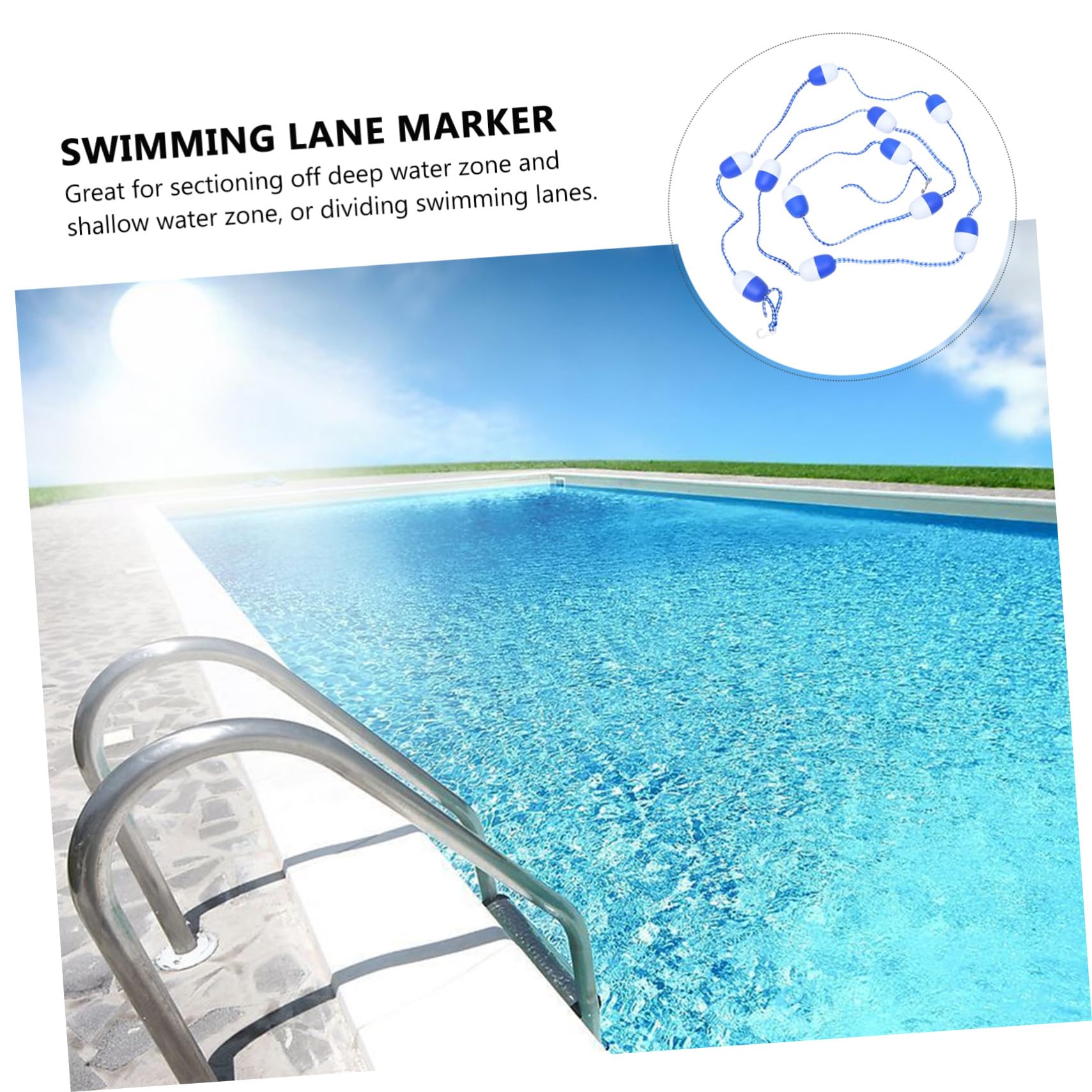 Supvox Schwimmboje Pool Sicherheitsseil 5m mit 7cm Schwimmern und Haken Schwimmbahn Leine für Schwimmbäder Heiße Quellen und Flache Strände