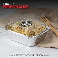 Vista 6 de Stock Your Home Sartenes pequeños de aluminio de 1 libra con tapas (paquete de 25) sartenes de aluminio + tapas de plástico transparente, utensilios