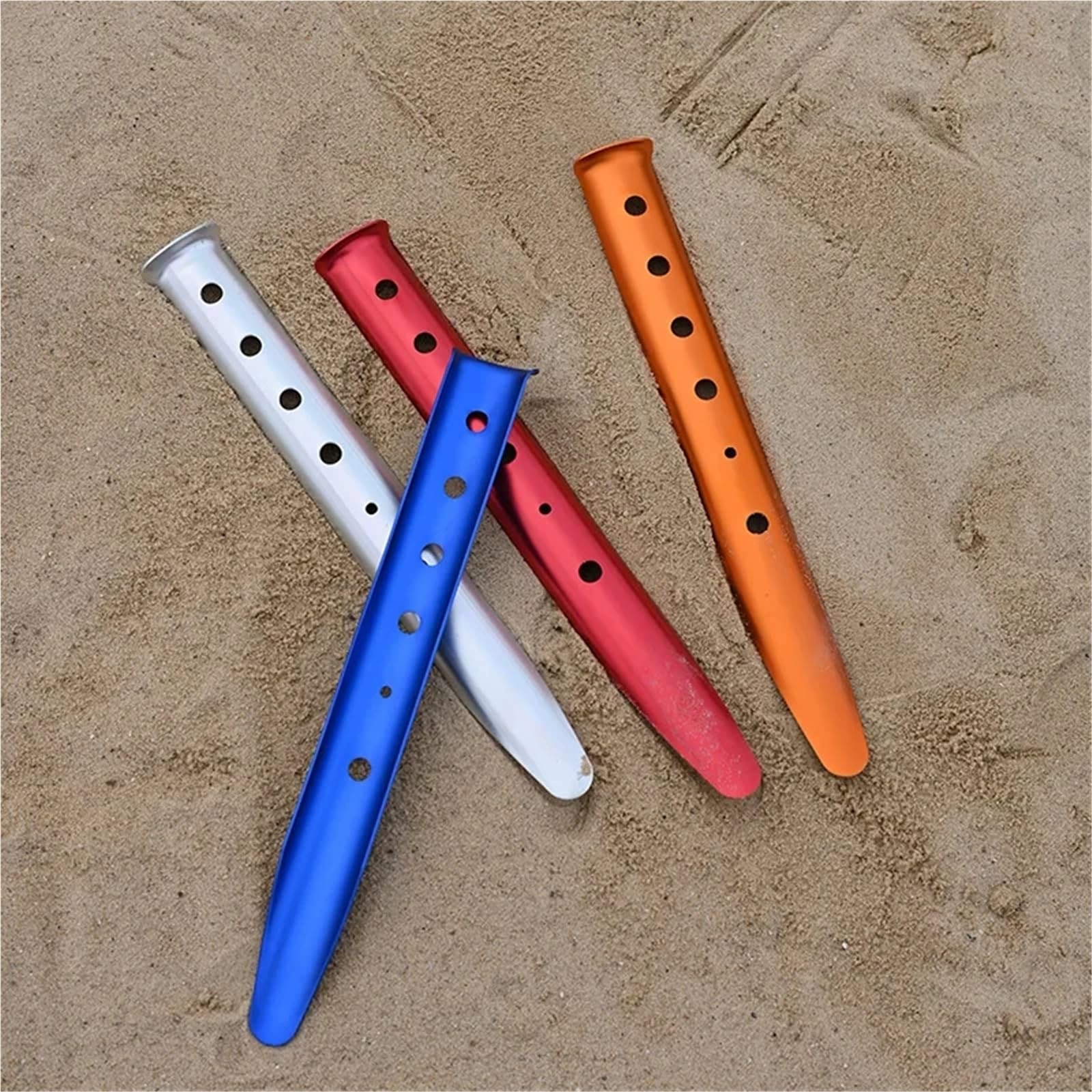 10 pezzi da 31 cm in alluminio a forma di U, chiodi for tende, picchetti neve, sabbia for campeggio all'aperto, escursionismo, spiaggia, terreno, accessori for(Blue)