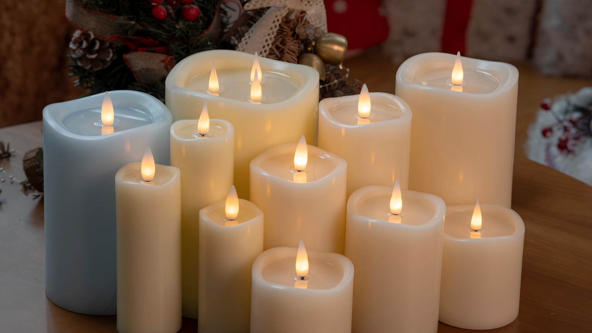 Image of Flameless Pillar Candles Flickering with Remote Timer, Battery Operated LED Candles Up to 400 Hours, 3d Moving Flame Real Wax Candles, D4 x H6, Remote Included (Ivory with Art Water, 4inx6in)