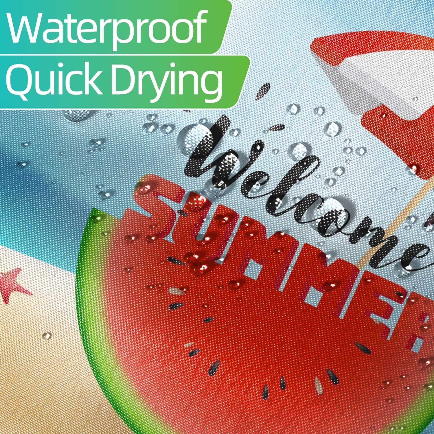 Summer Shower Curtain Red Watermelon Fruit Shower Curtain Set with Hooks Beach Welcome Summer Cool Juice Polyester Fabric Shower Curtains 72x78 inches