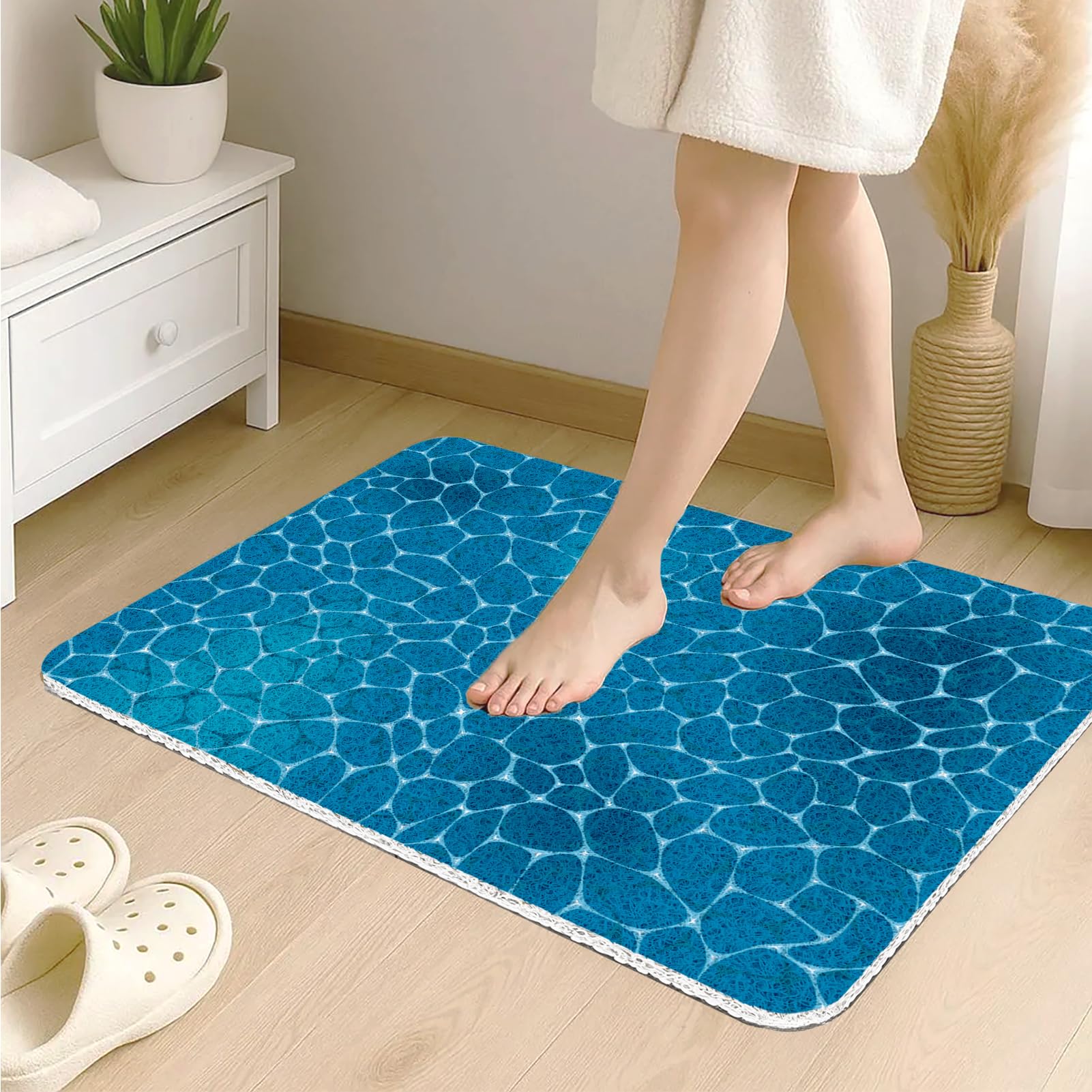 Alfombrilla de ducha antideslizante de lufa 80 x 80 cm, alfombrilla de ducha para interior, alfombrilla rectangular para bañera con drenaje para zonas húmedas, almohadilla de baño de PVC para ancianos