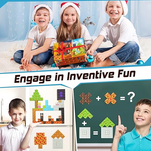 Miniatura 41 de Coodoo Bloques magnéticos - Juego de bloques magnéticos de construcción de minas con diseño de cerezo, azulejos magnéticos, juguetes STEM para niños