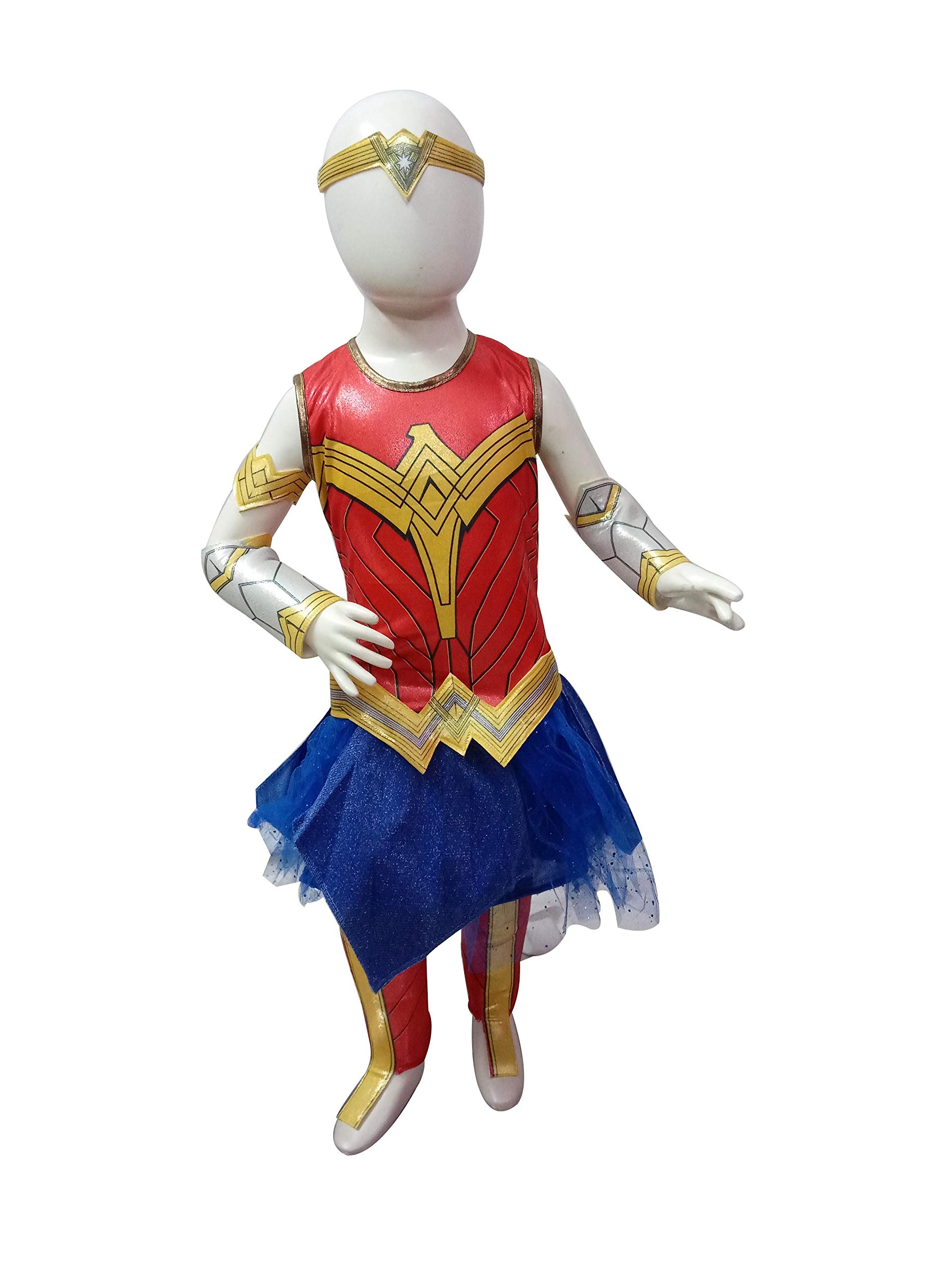 BookMyCostume Synthetic Goddess of War Superhero Kids Fancy Dress Costume for Girls-Imported 4-5 Years, Red/Blue/Golden (B08KT9RBW5) Amazon Price History, Amazon Price Tracker