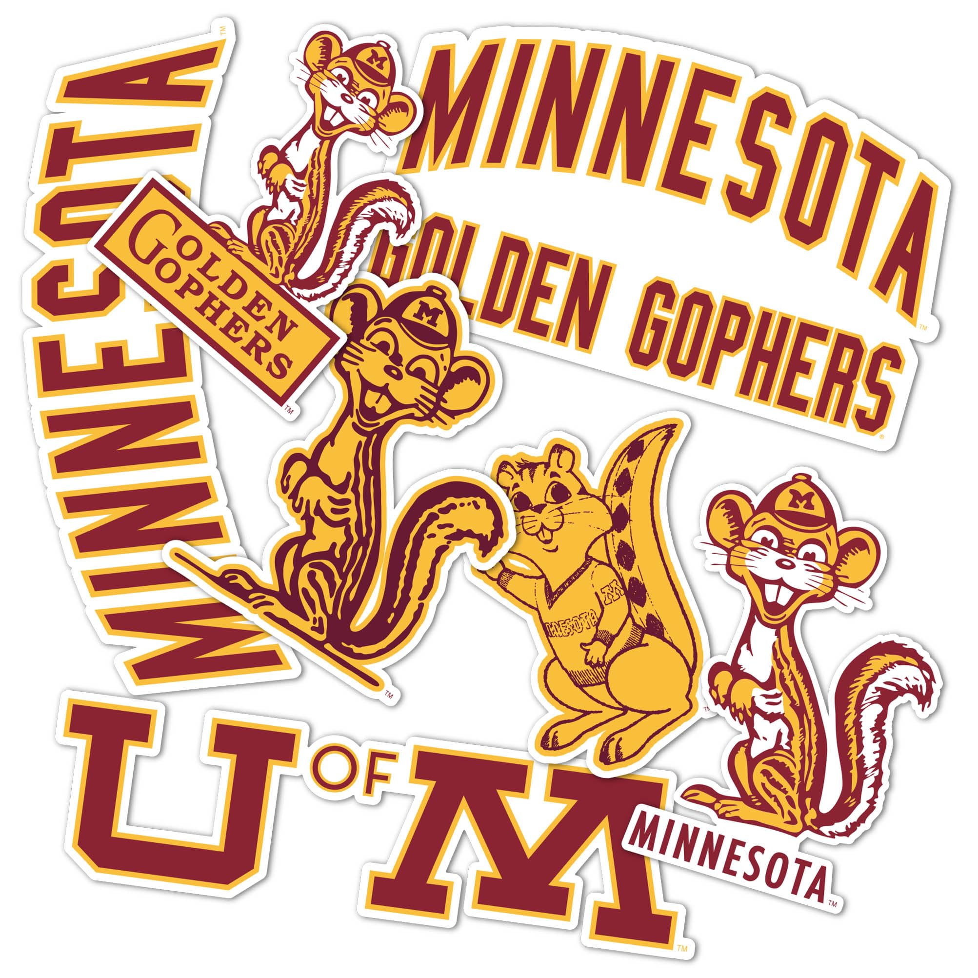 Autocollants University of Minnesota en vinyle imperméable ordinateur et bouteille d'eau