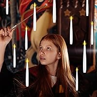 Vista 5 de Velas flotantes con varita, paquete de 20 con 2 varitas, velas mágicas colgantes de Halloween, velas flotantes sin llama operadas a batería