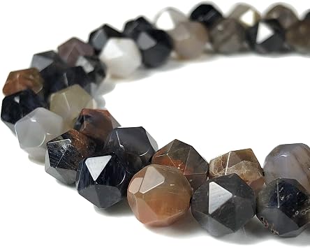 ABCGEMS Arizona Petrified Wood Agate Beads from USA A Revolutionary Cutting Technique Brings a High-End Look to a Traditional Faceted Round Beading Supplies - Jewelry Making - Star Cut 8mm