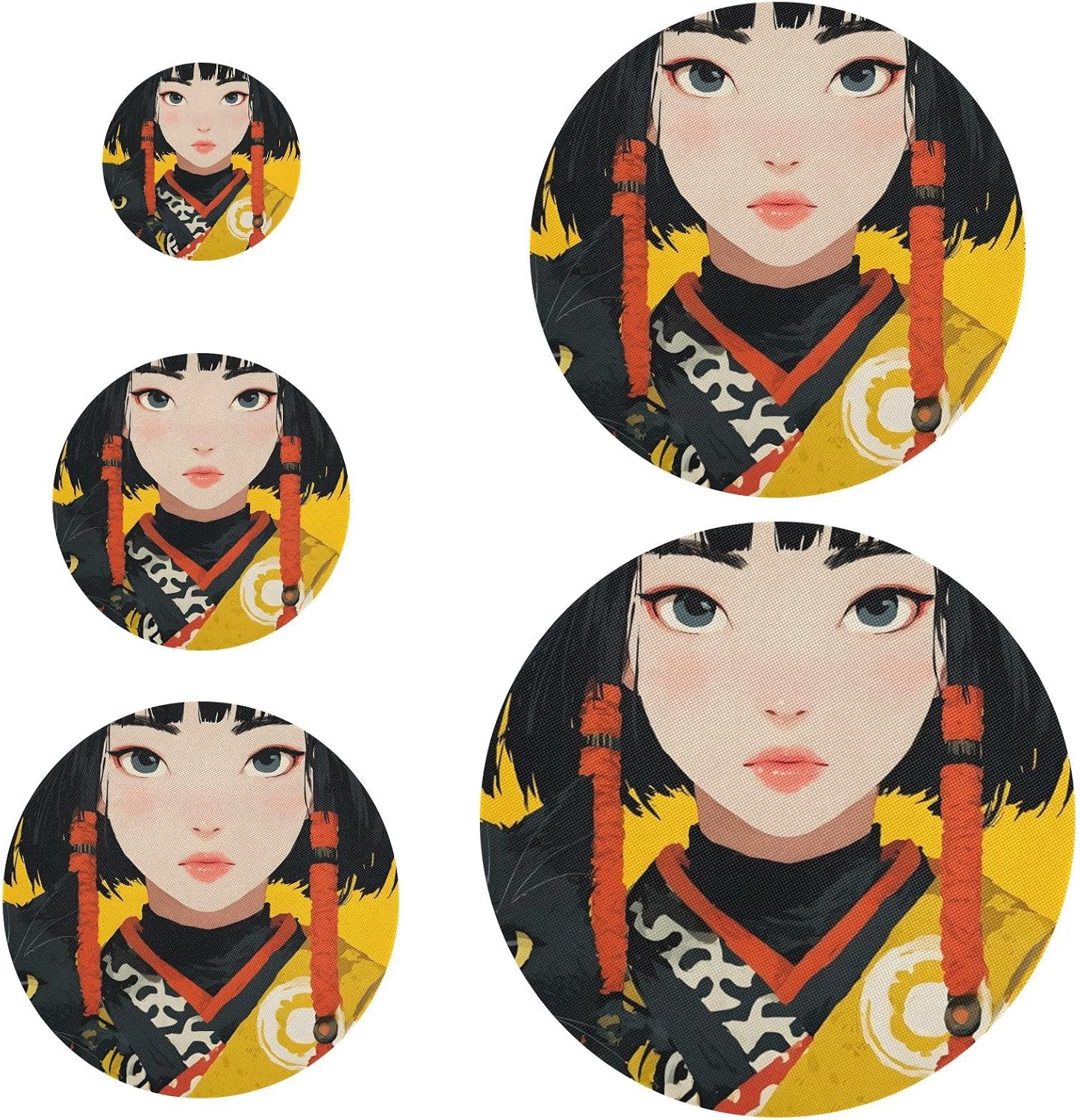 Reusable Bowl Cover for Food Storage Cat Anime Woman – Set of 5 in Varying Sizes Easily Fit Your Bowls 3.9" to 11.8", Machine Washable, Elastic Stretch