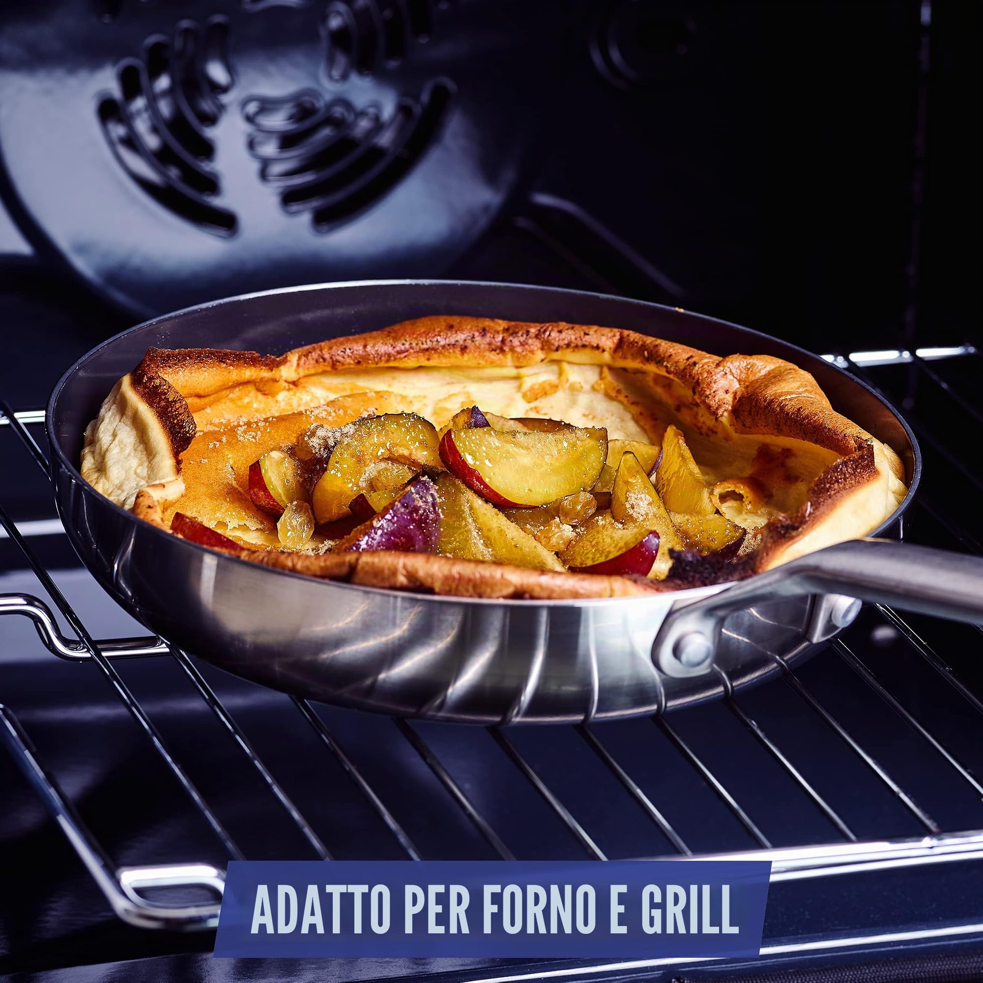 Blue Diamond Cookware Triple Steel Set Di Pentole Antiaderente in Acciaio Inox in Ceramica Rinforzata con Diamanti,11 Pezzi,Include Padella,Senza PFAS,Multistrato,Induzione,Forno,Lavastoviglie,Argento